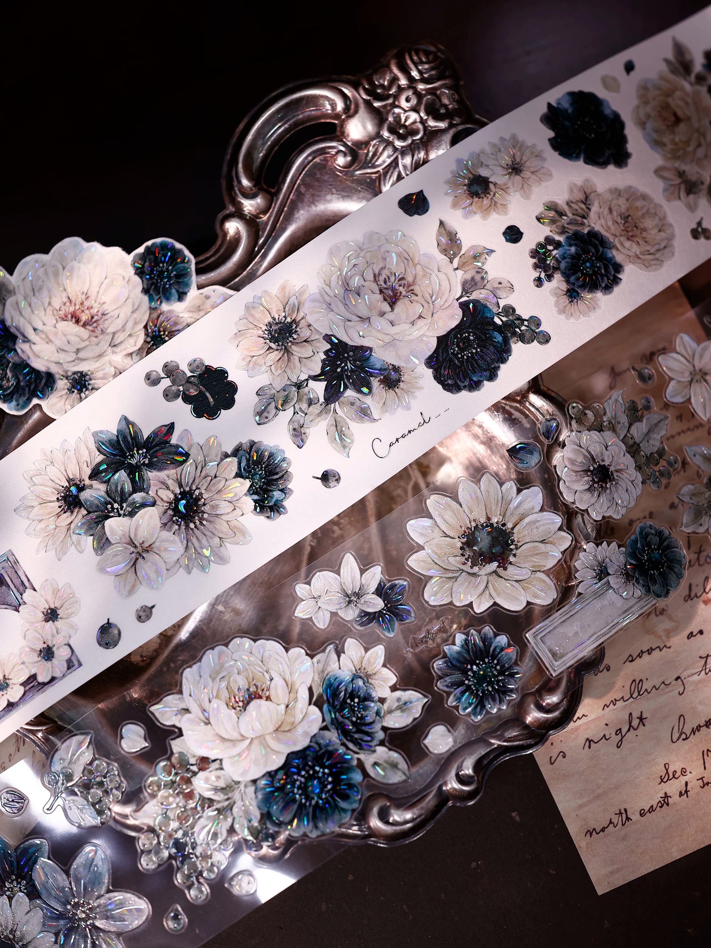 XiaoBaiJia【Old Color Floral Traces】Pre-cut Floral Orginal Design Taiwan Washi Pet Tape Light Retro Stickers