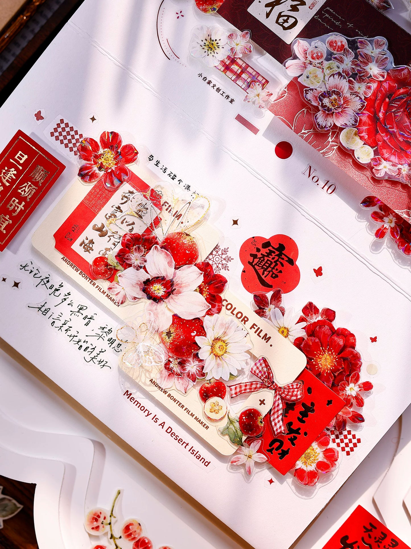 XiaoBaiJia Salt Series【Red Fruit Fragrance】Orginal Design Kiss-cut Washi/Pet Floral Tape Light Retro Landscaping Stickers