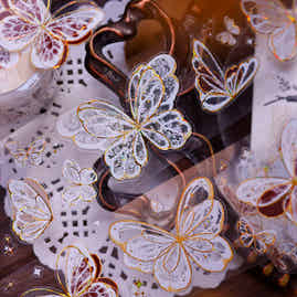 XiaoBaiJia Salt Series【Butterfly Feathers Chasing Light】Orginal Design Kiss-cut Washi/Pet Floral Tape Light Retro Landscaping Stickers