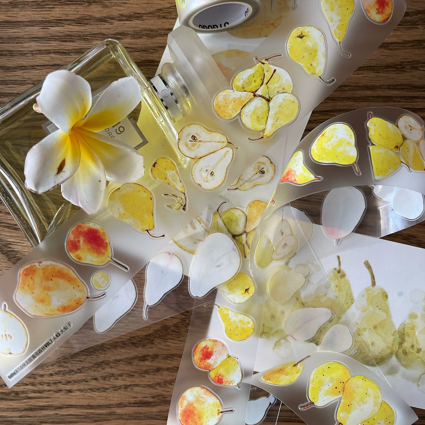 Seahorse Forest Vol7【A43#Big Pear】Original Design Pre-Cut Floral Washi/PET Tape Stickers,for Scrapbook Supplies,Journaling,Junk Journal,Bullet Journal,Planner Stickers