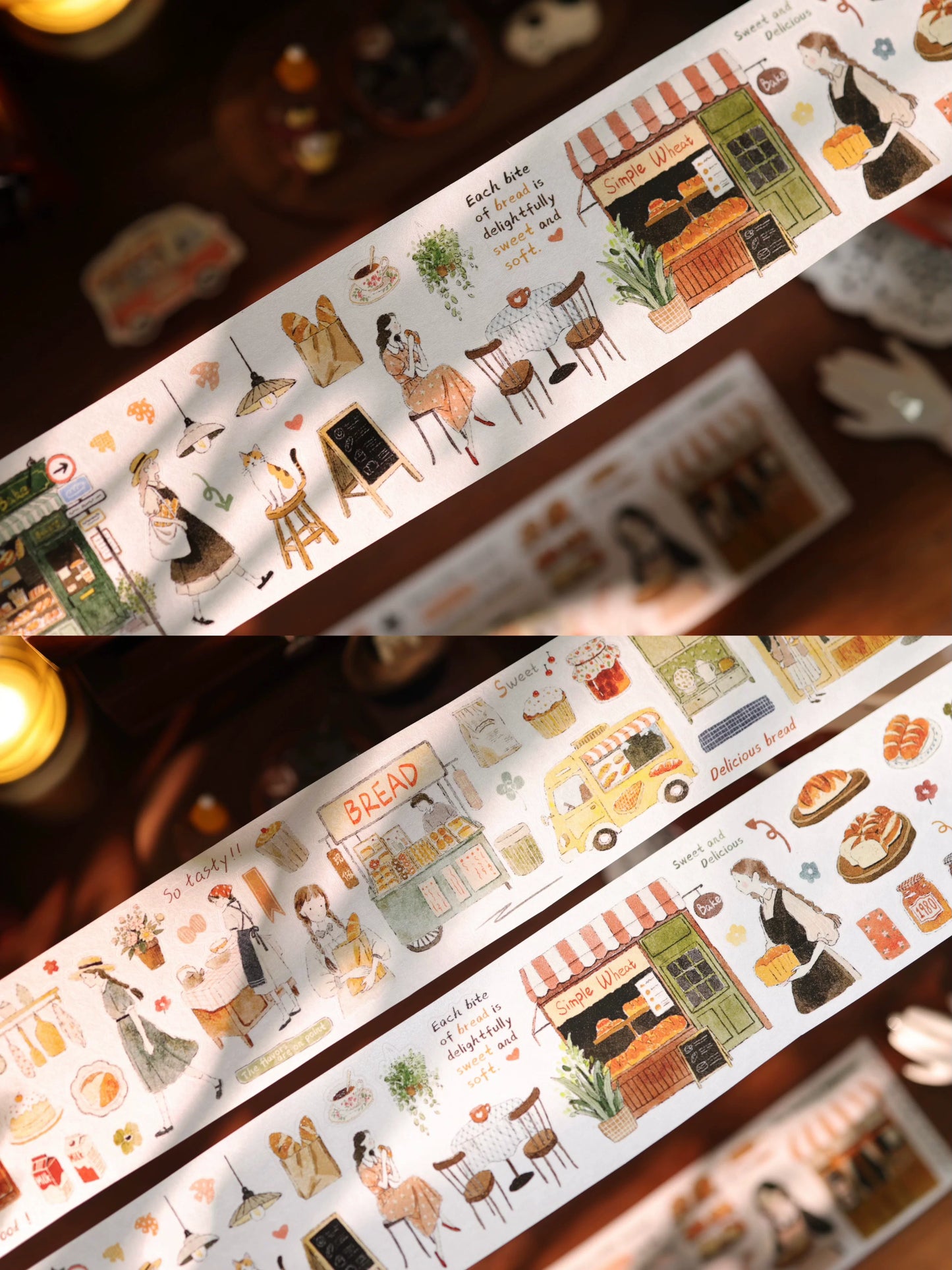 YiEr Vol17【Daily Life at the Bakery】Kiss-cut Light Retro Base Washi Tape and PET Stickers