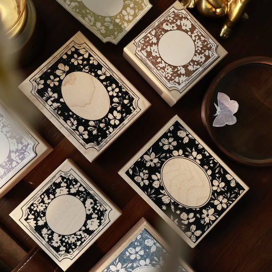 YiEr Vol15【Flower Frame Stamp】Imported Maple Red Rubber and Maple Wood Stamp