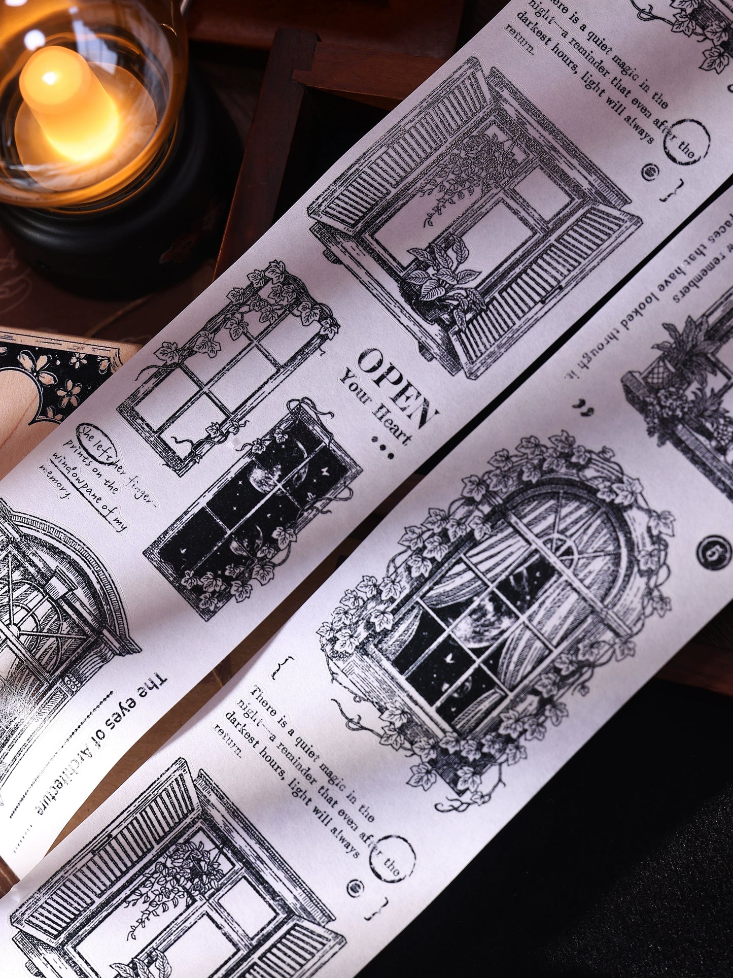 XiaoBaiJia【Window】Light Retro Orginal Design Washi Pet Tape Landscape Stickers