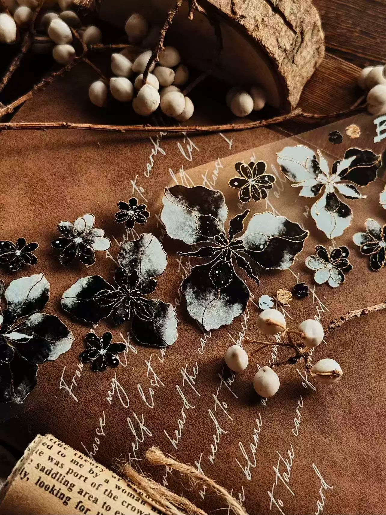 Linlanxi Vol13【Dark Kite Flowers Gradually】Original Design Retro Exquisite Vintage Decorative Washi/Pet Tape