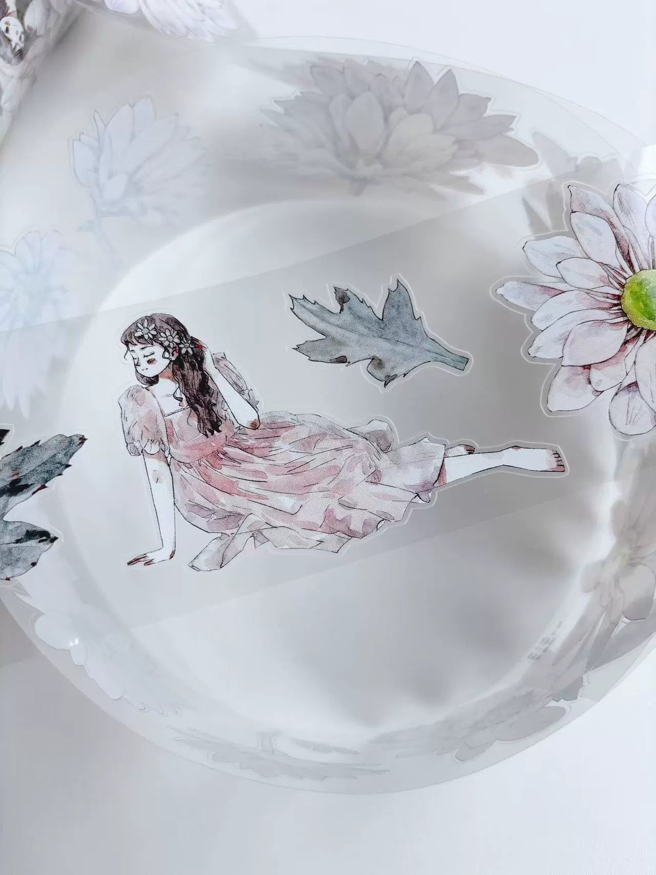 Kaixiaoxun Vol10【Soft Mist Powder】 Pre-Cut Long Loop Flower Background Washi/Matte PET Tape for Scrapbook Supplies,Junk Journal Supplies