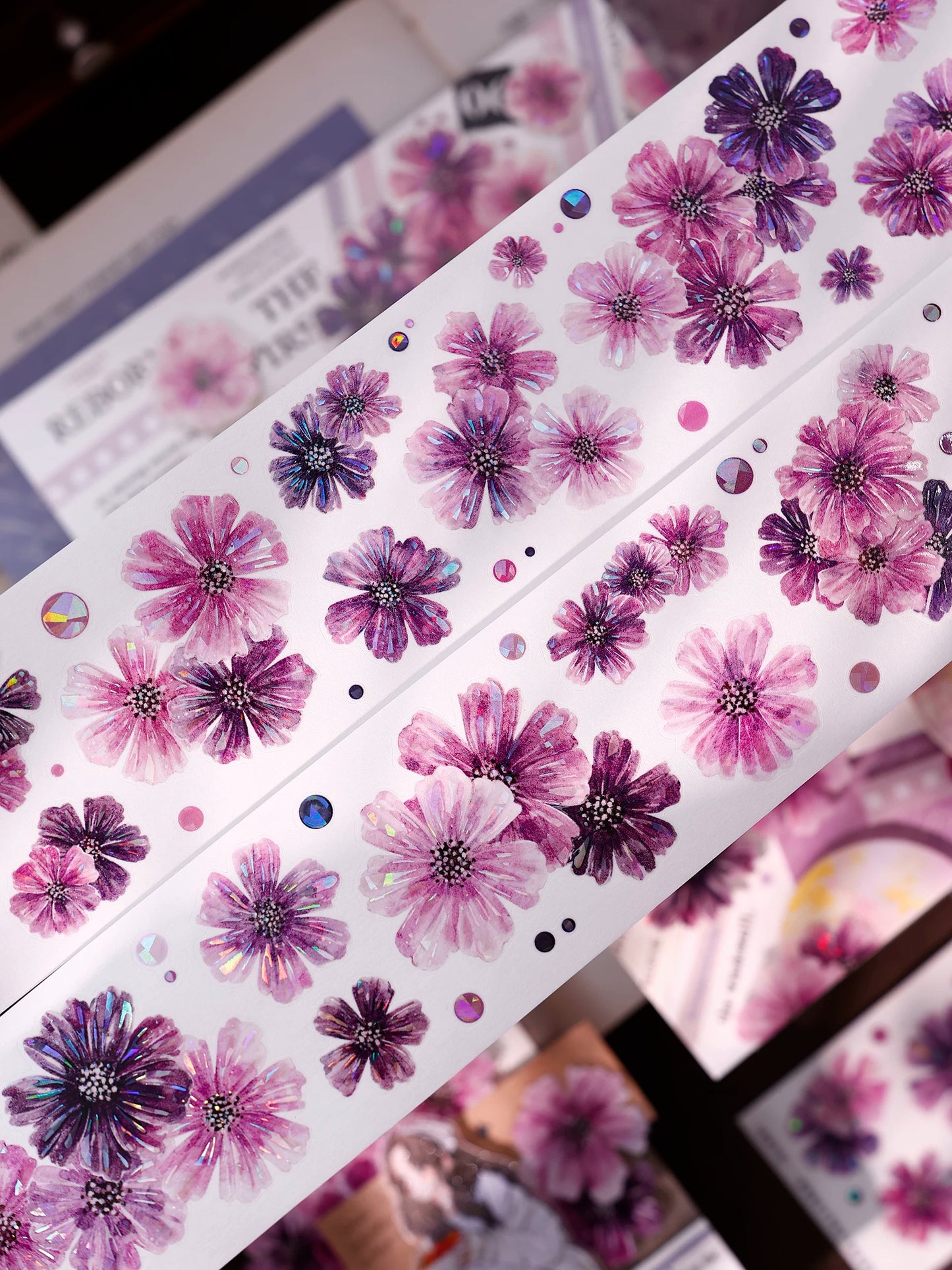 XiaoBaiJia【Smoke Light Condensation Purple】Orginal Design Washi Pet Floral Tape Light Retro Landscaping Stickers