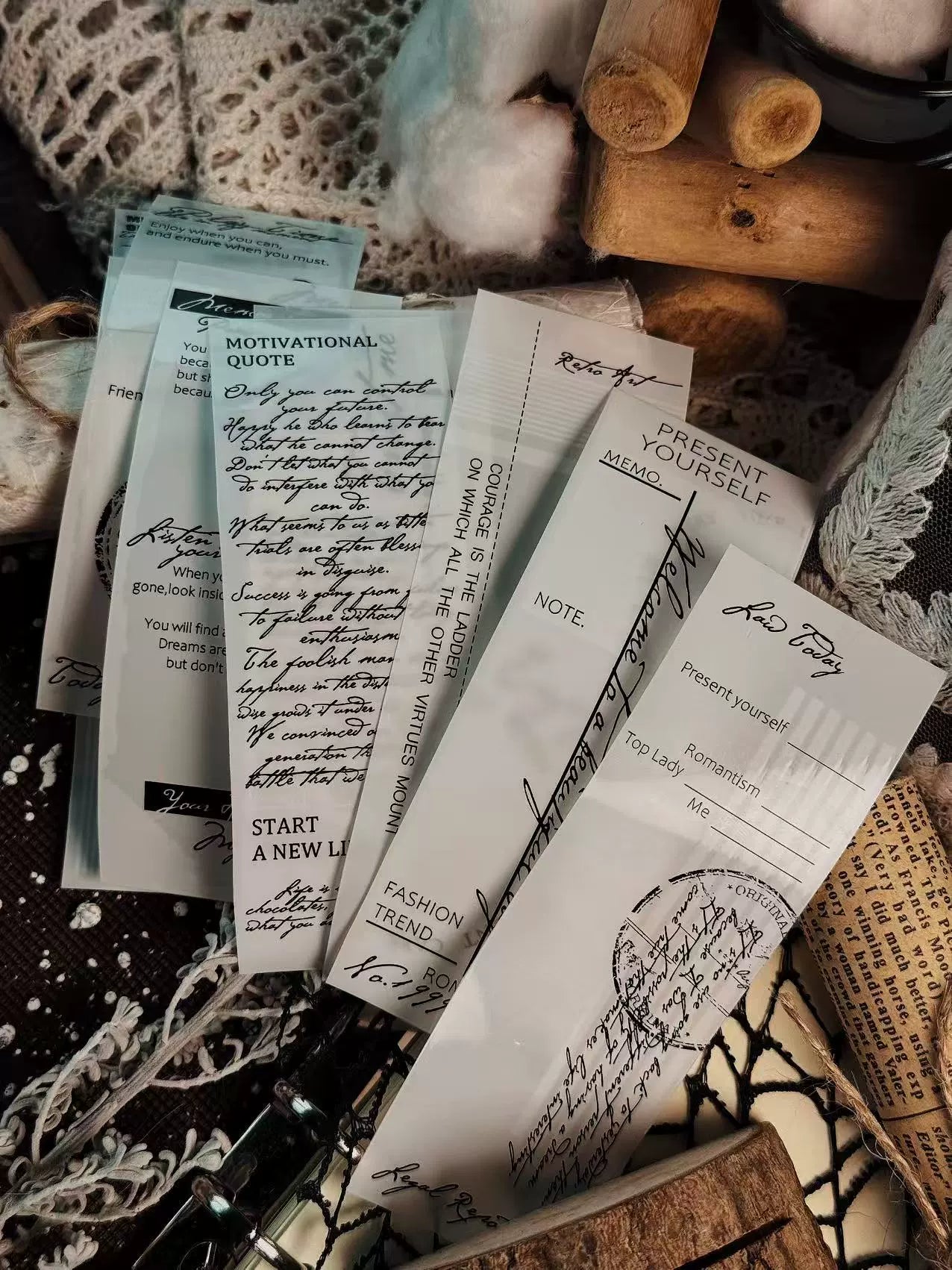 Linlanxi【Plain Semi Transparent Sticky Notes】Original Design Black and White Half Transparent Memo Washi/Pet Tape