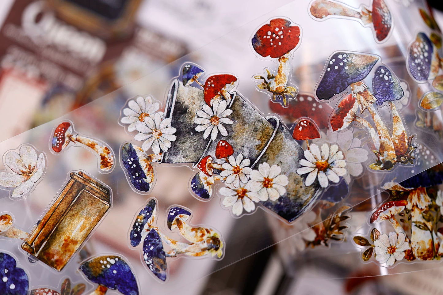 XiaoBaiJia【Mushroom Tales in the Woods】Orginal Design Kiss-cut Washi Pet Floral Tape Light Retro Landscaping Stickers