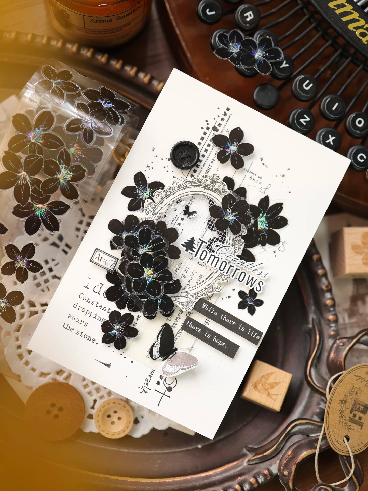 YiEr Vol17【Brown Sugar Flower Language】Kiss-cut Butterfly Washi Tape and PET Stickers