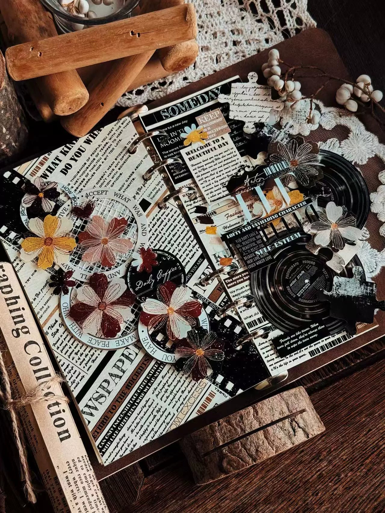 Linlanxi 【Puzzle Painting】Original  Pre-cut Washi/Pet Tape,New Fashion Retro Wider English Counted Tape