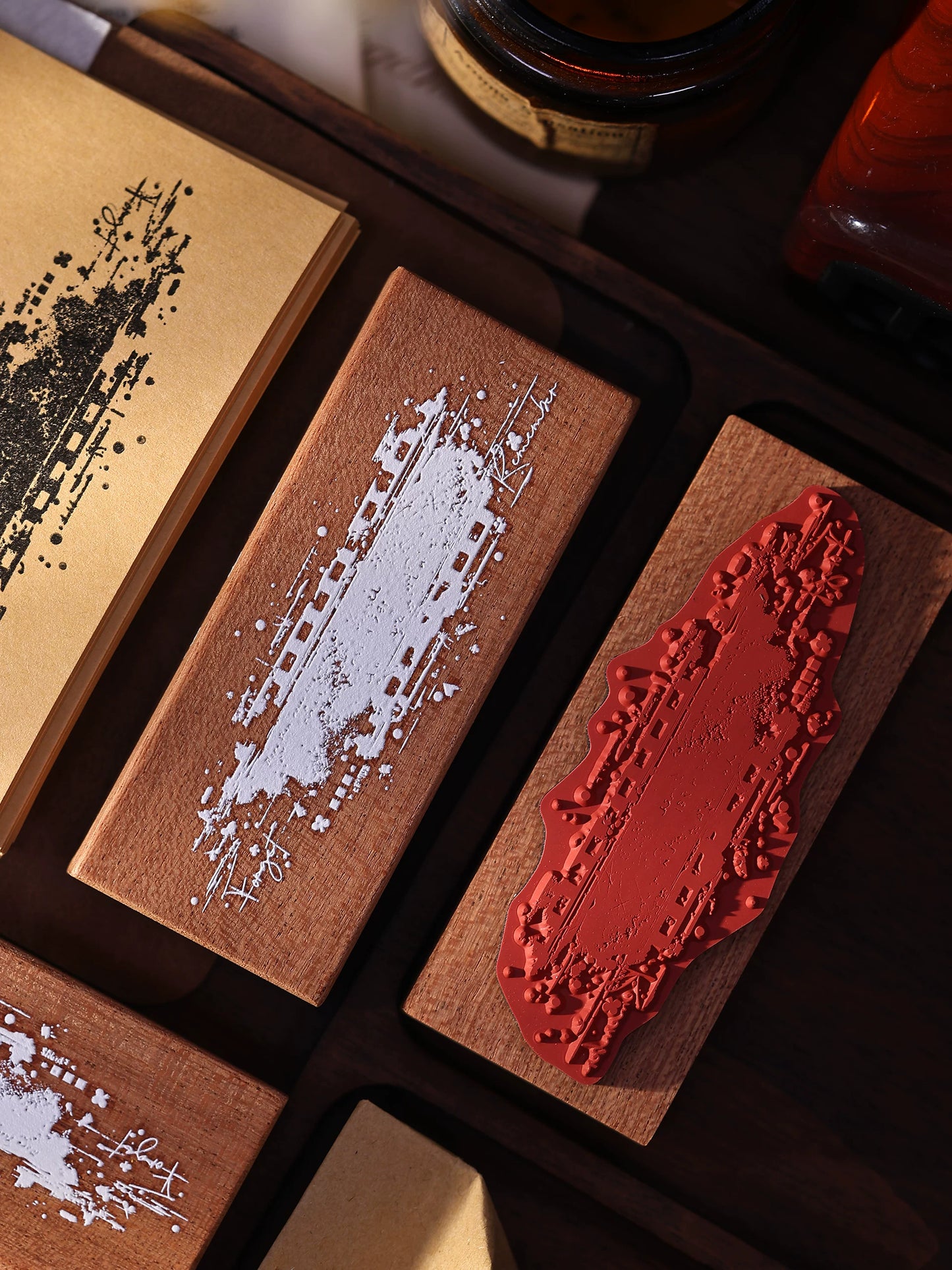 XiaoBaiJia【Basic Salt Backgroud Stamp】Imported Shabili Red Rubber and Maple Wood Stamp