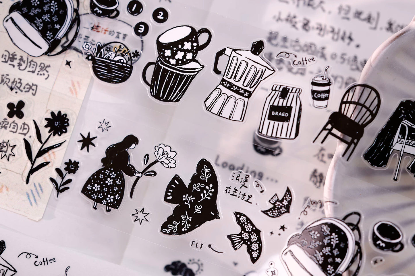 XiaoBaiJia Salt Series【Plain Color Painting】Pre-cut Orginal Design Mall Figures Embellish Washi/Pet Tape Light Retro Stickers