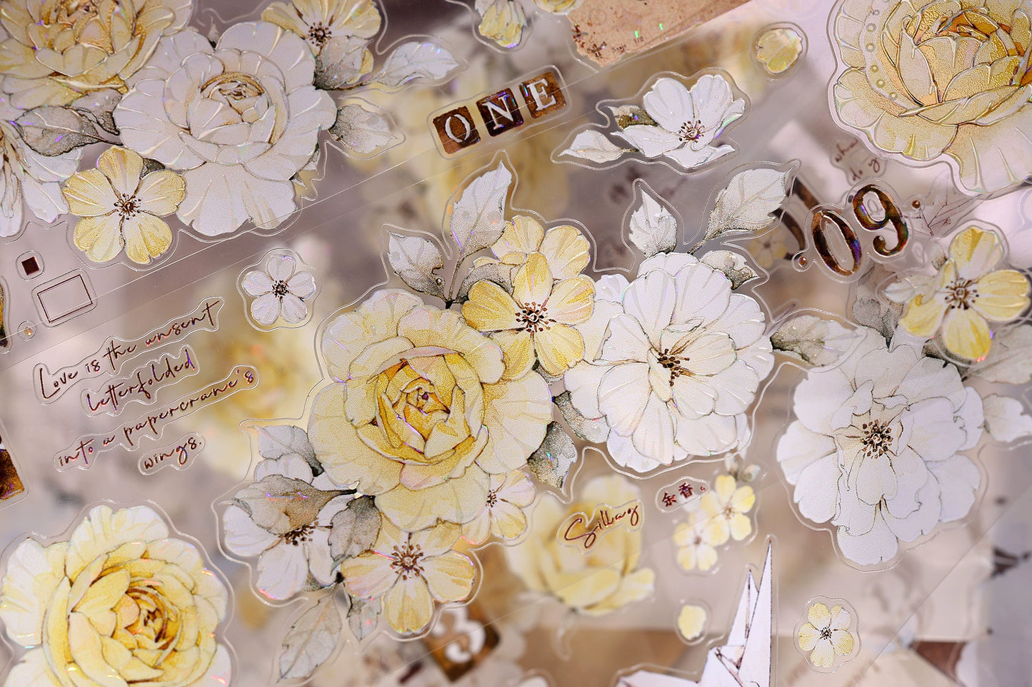 XiaoBaiJia【Yellow Rose】Light Retro Orginal Design Washi Pet Tape Landscape Stickers