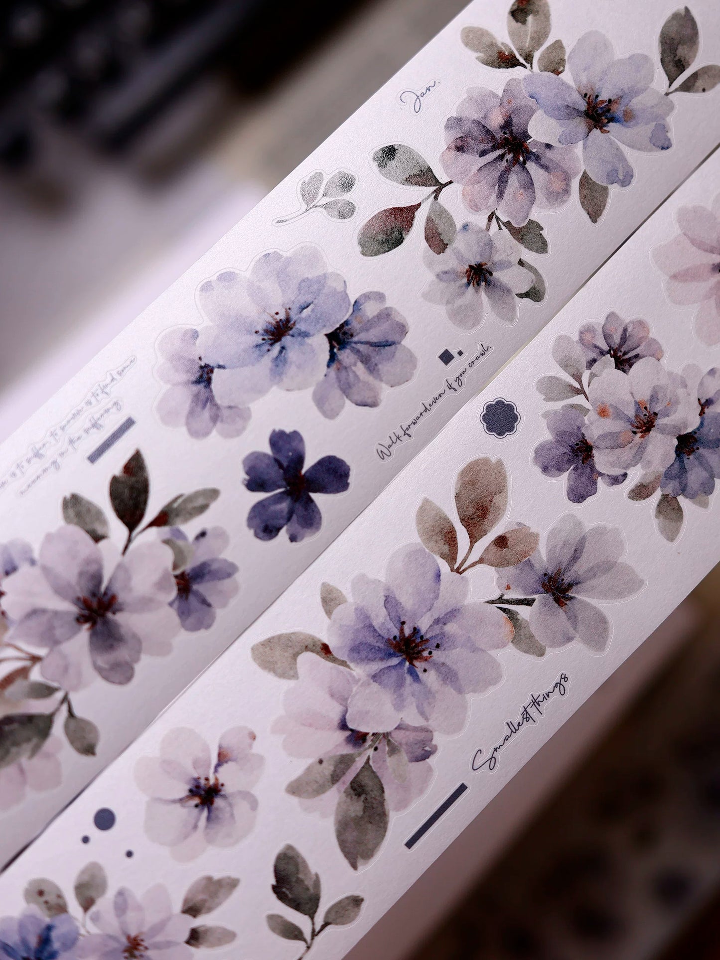 XiaoBaiJia Salt Series【Fog Blue Dense Branches】Pre-cut Orginal Design Washi/Pet Tape Light Retro Stickers