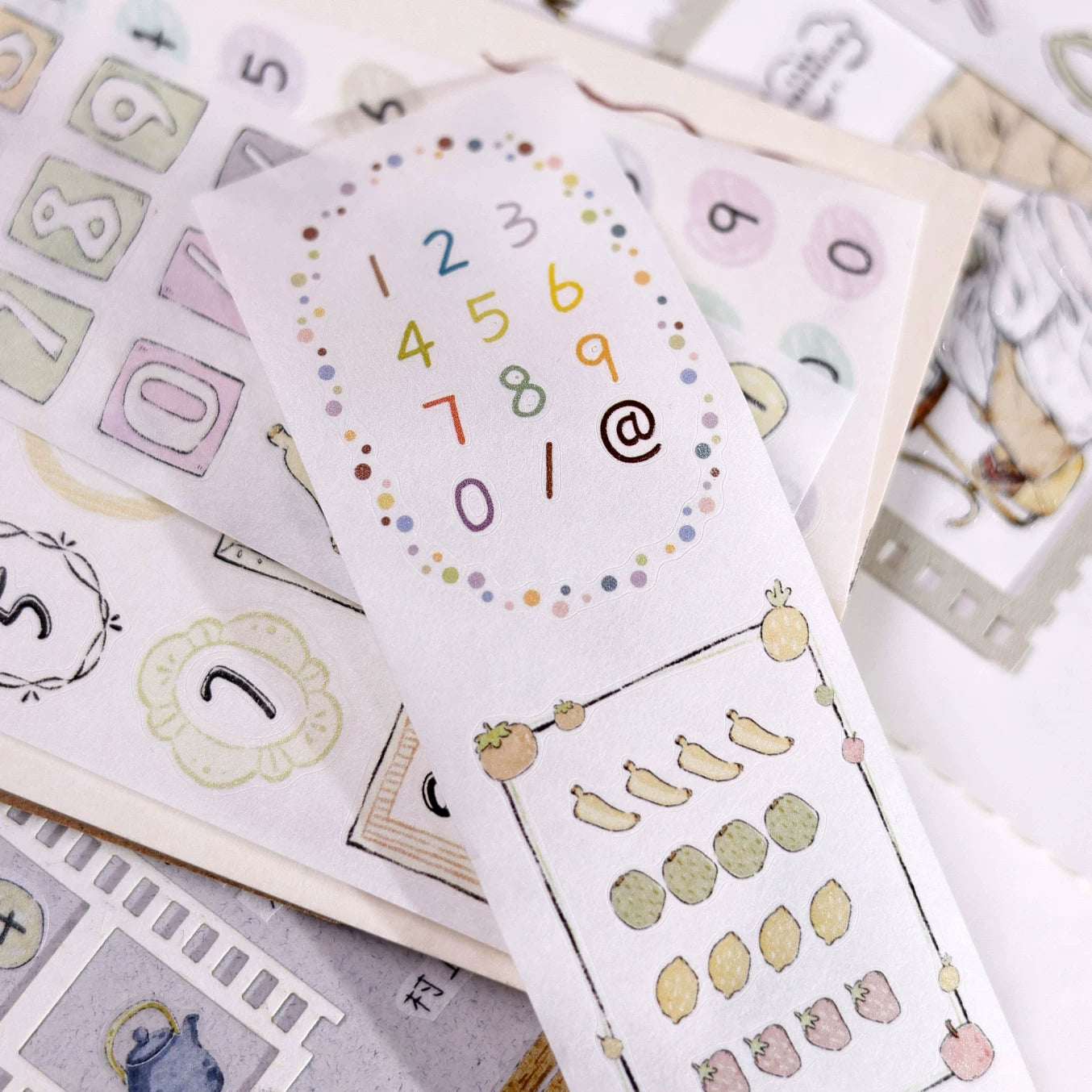 XiaoBaiJia Salt Series【Color Bar Numbers】Pre-cut Orginal Design Text Washi/Pet Tape Light Retro Stickers