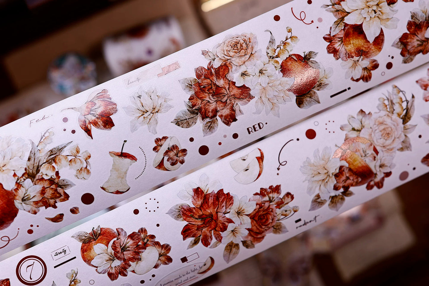 XiaoBaiJia【Sweet Dream Blossoms】Orginal Design Kiss-cut Washi/Pet Floral Tape Light Retro Landscaping Stickers