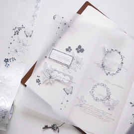 Yuanzi-Jennyuanzi【Light Shadow】Pre-cut Flower Bird Butterfly Star Chain Hot Silver Washi PET Tape
