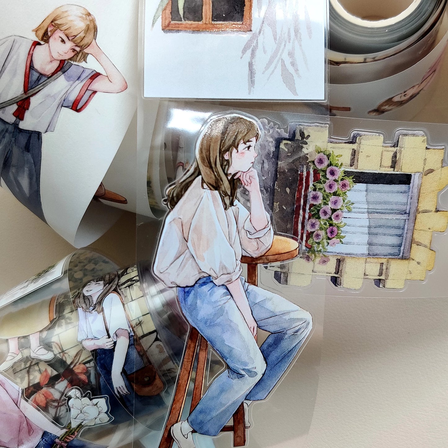 Xiangxiang Vol6【Summer】Light Retro Character Scenery Orginal Design Washi Pet Tape Landscaping Stickers