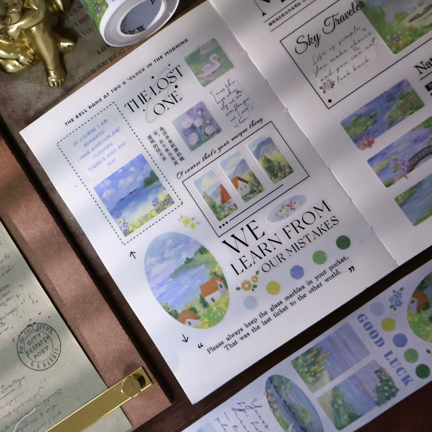 YiEr Minimalist Style Vol4【Artistic Language】Pre-cut Light Retro Orginal Design Washi Pet Tape Landscape Stickers