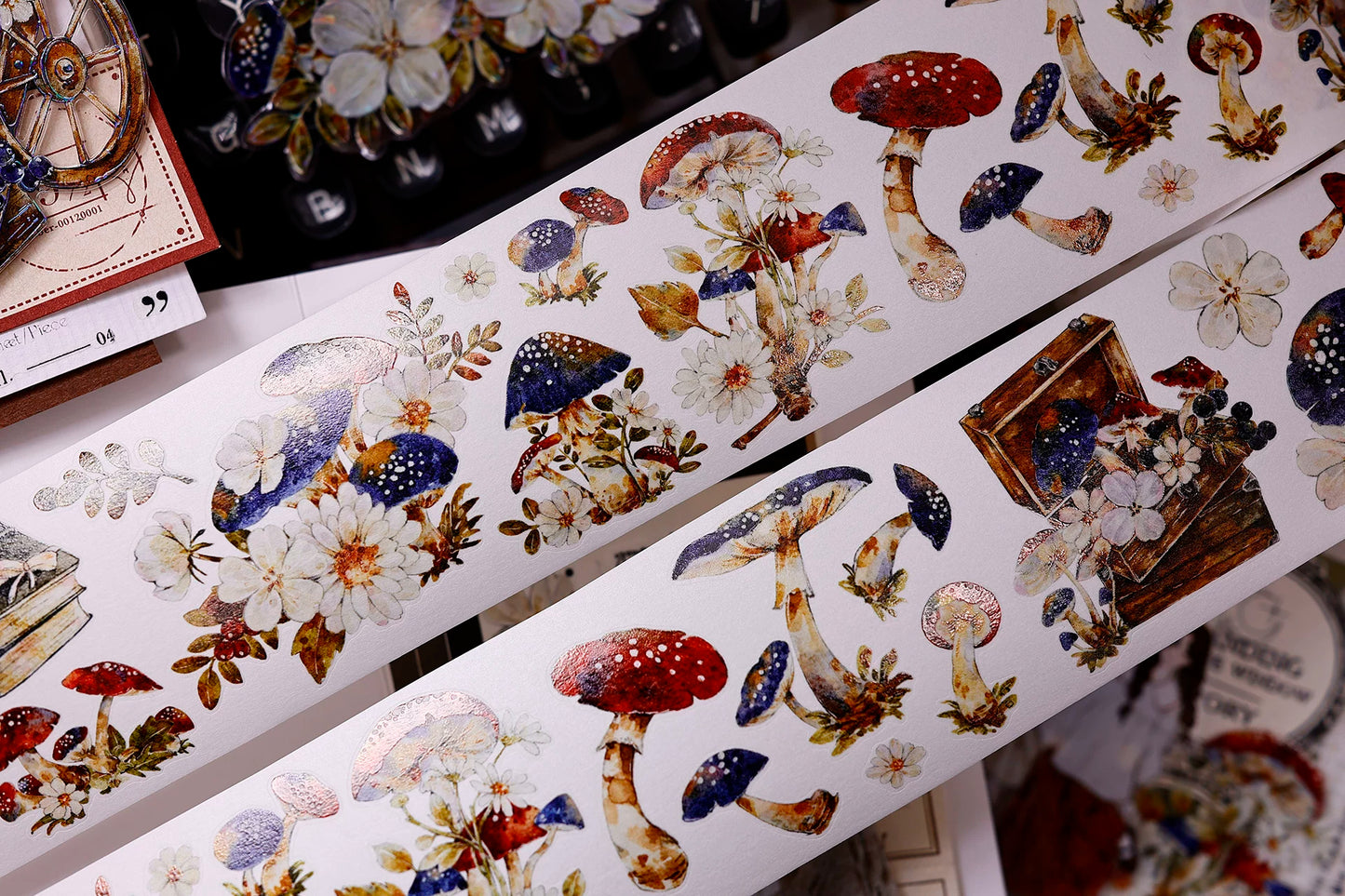 XiaoBaiJia【Mushroom Tales in the Woods】Orginal Design Kiss-cut Washi Pet Floral Tape Light Retro Landscaping Stickers