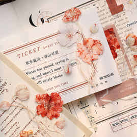 XiaoBaiJia 【Misty Brown】Orginal Design Washi/Pet Tape Light Retro Landscaping Stickers,for Scrapbook Supplies,Scrapbook Tape Stickers,Junk Journal Supplies