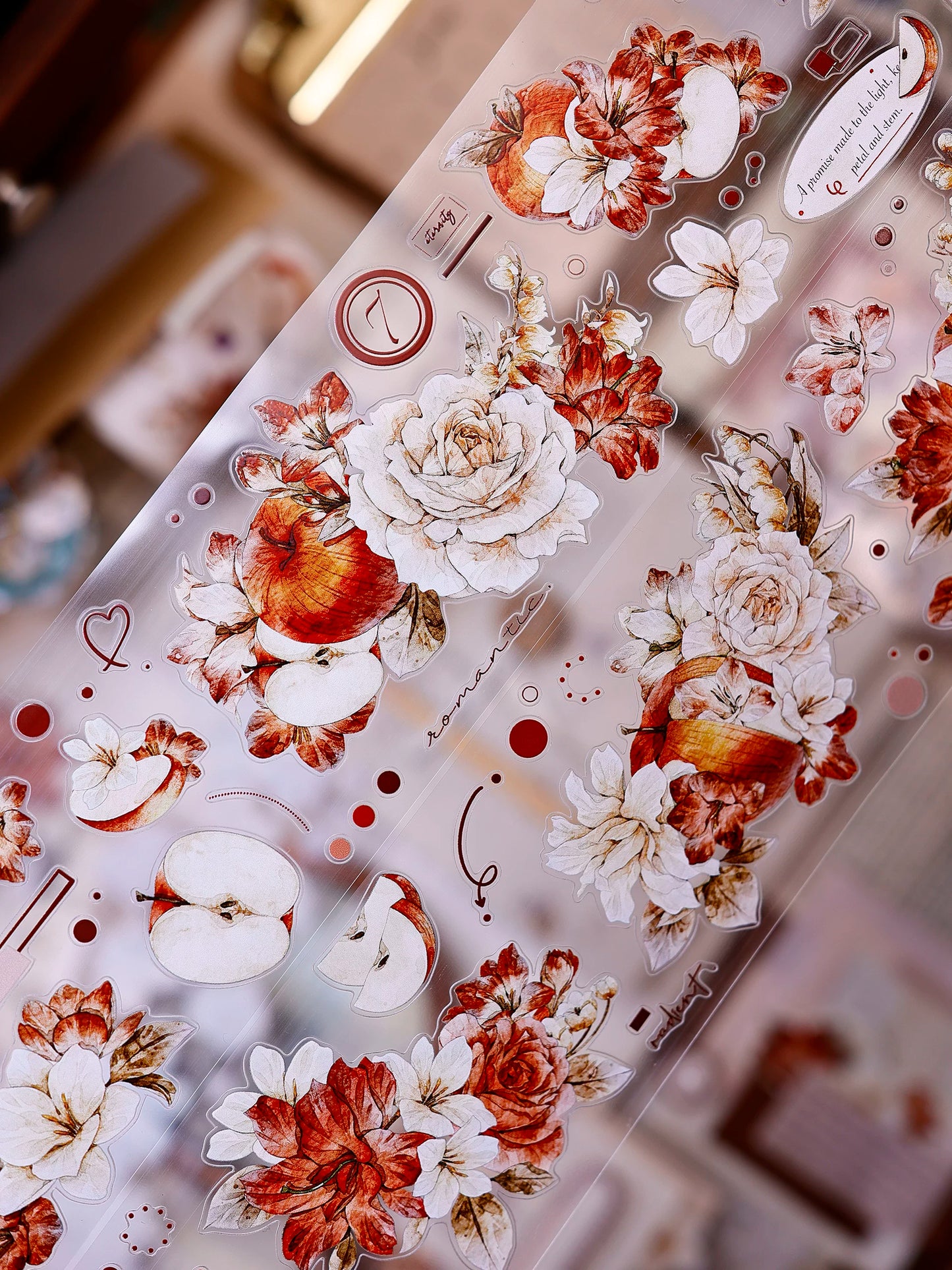 XiaoBaiJia【Sweet Dream Blossoms】Orginal Design Kiss-cut Washi/Pet Floral Tape Light Retro Landscaping Stickers