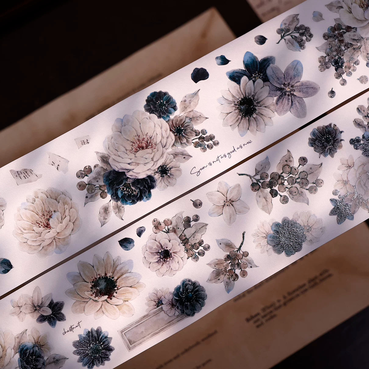 XiaoBaiJia【Old Color Floral Traces】Pre-cut Floral Orginal Design Taiwan Washi Pet Tape Light Retro Stickers