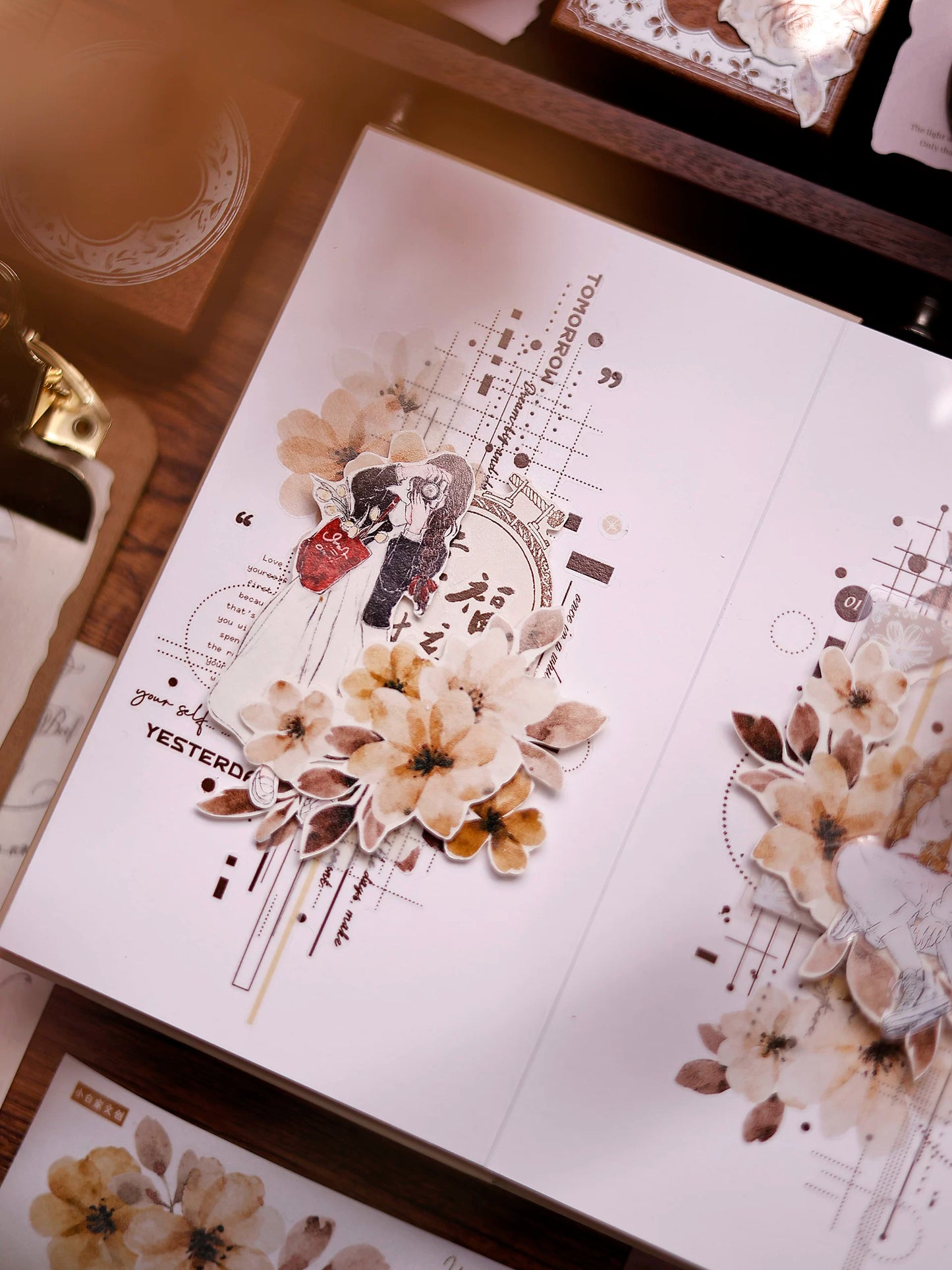 XiaoBaiJia Salt Series【Shadow Serenade】Pre-cut Orginal Design Washi/Pet Tape Light Retro Stickers