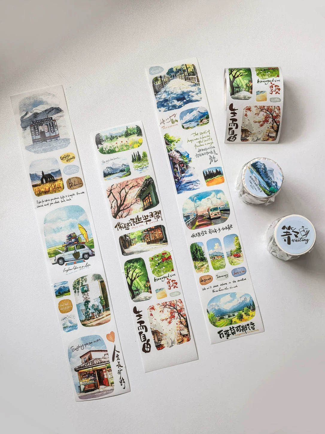 Wait Studio【Pick up Light Themed Scenery】Pre-cut Light Retro Washi/PET Tape
