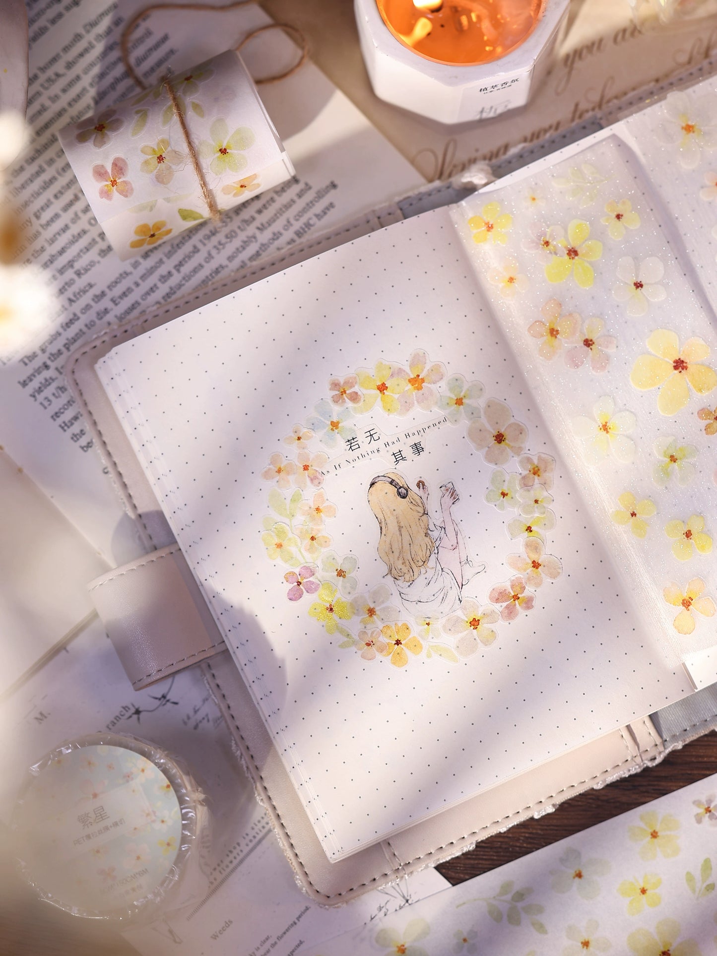 XiaoBaiJia Minimalist Style【Stars】Light Retro Orginal Design Washi Pet Tape Landscape Stickers