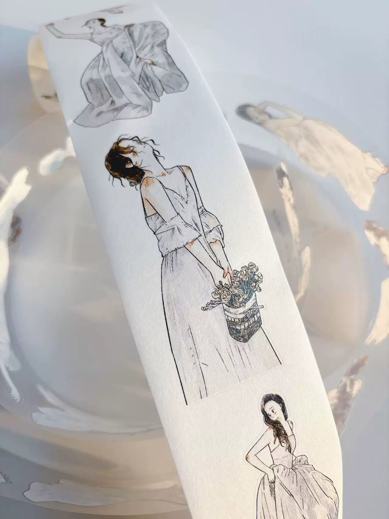 Kaixiaoxun Vol11【Light Skirt Pick Up】 Pre-Cut Long Loop Washi/Matte PET Tape for Scrapbook Supplies,Junk Journal Supplies