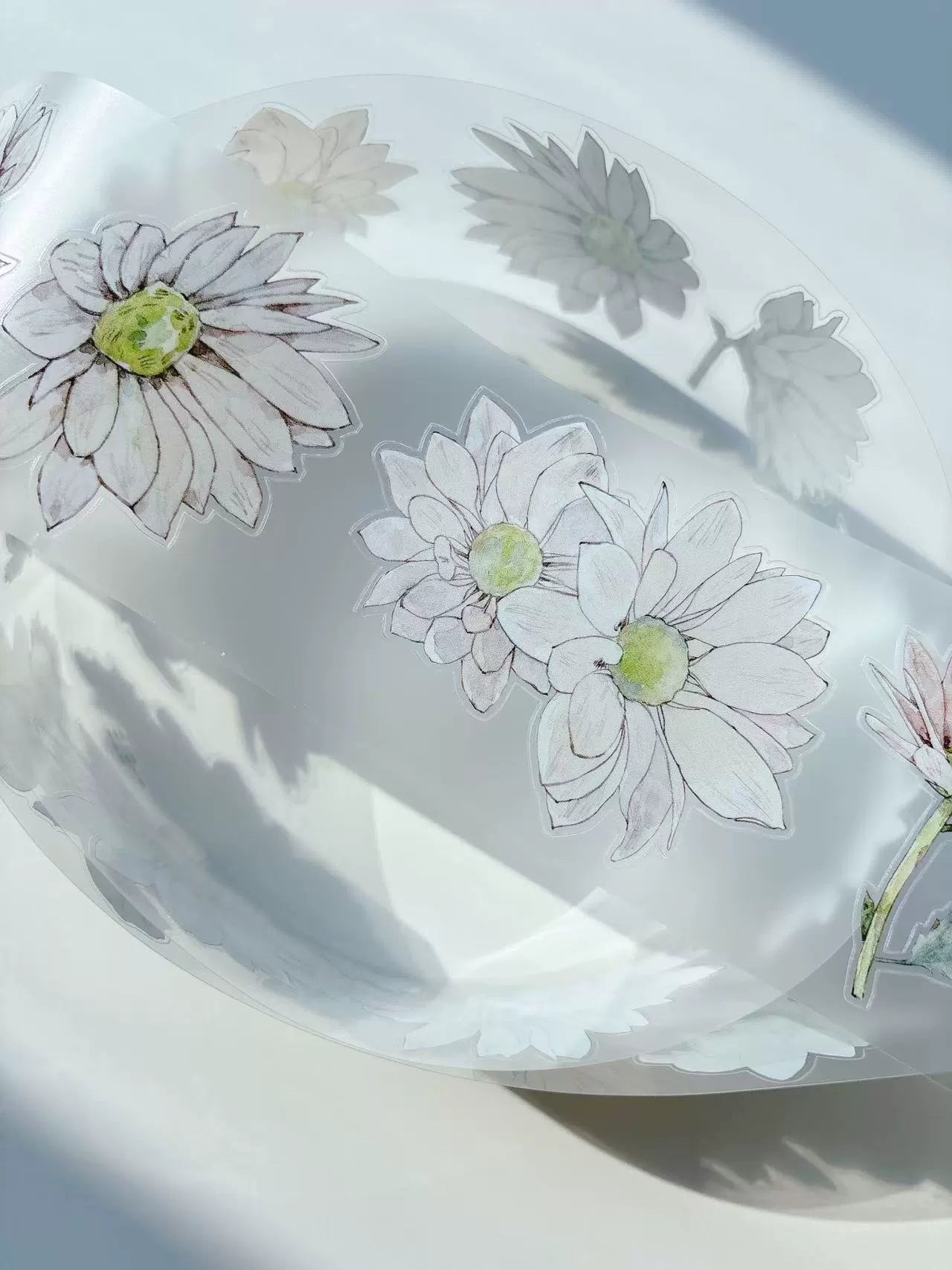 Kaixiaoxun Vol10【Soft Mist Powder】 Pre-Cut Long Loop Flower Background Washi/Matte PET Tape for Scrapbook Supplies,Junk Journal Supplies