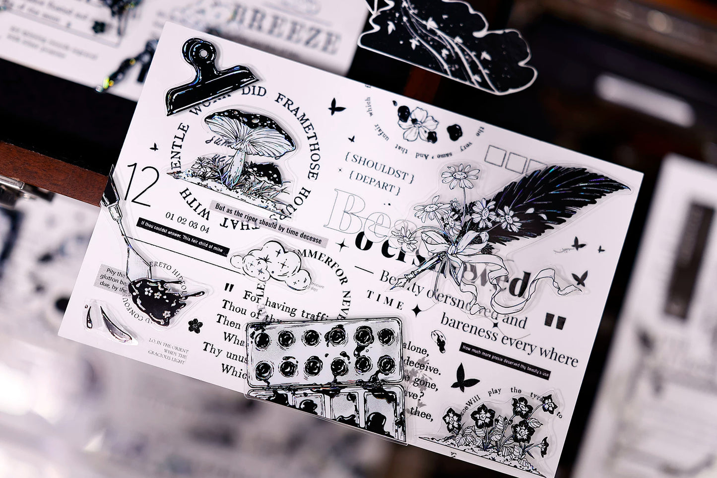 XiaoBaiJia Salt Series【Black and White Art World】Pre-cut Orginal Design Washi/Pet Tape Light Retro Stickers