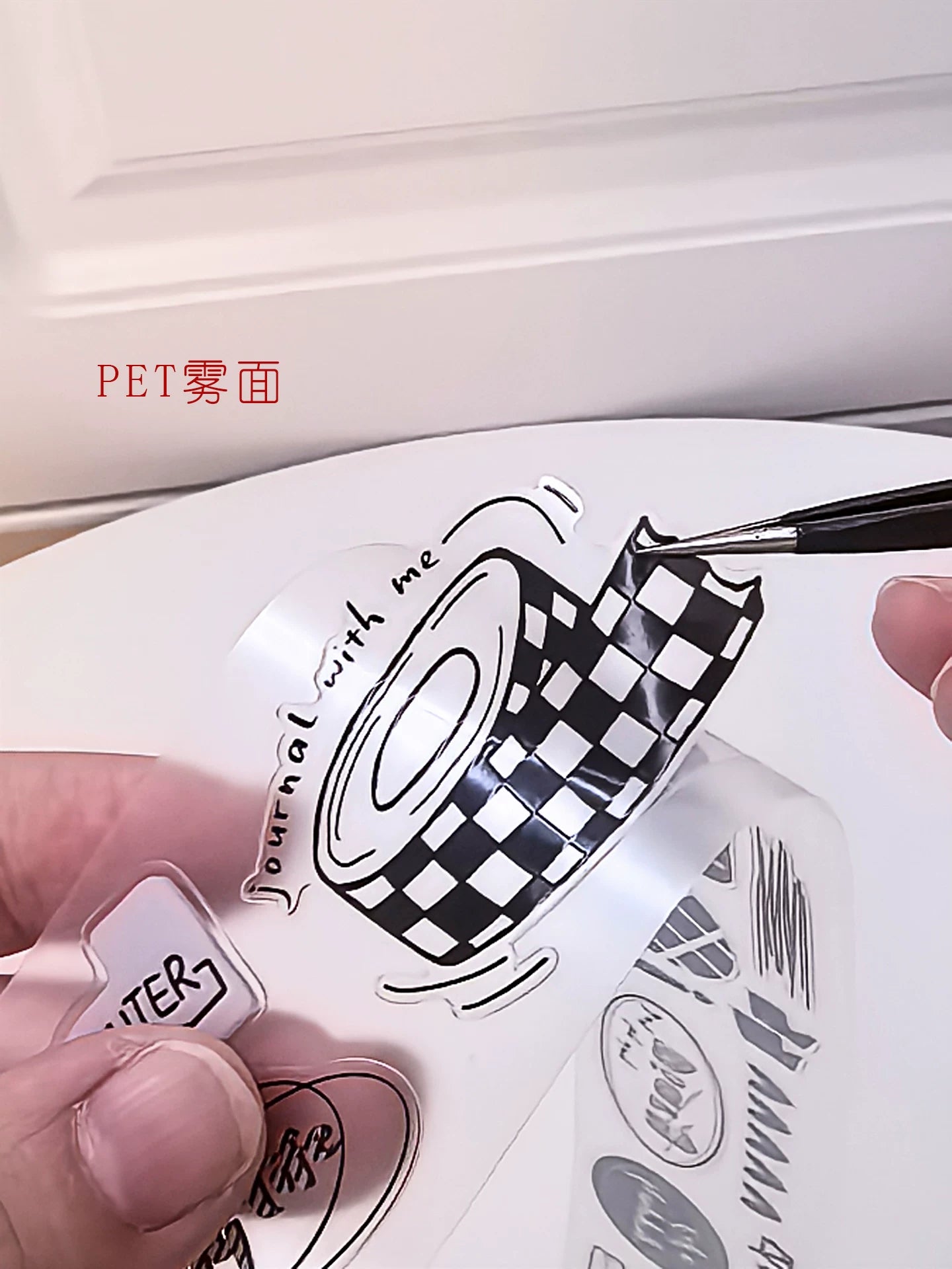 Wait Studio【Grayscale Diary】 Pre-cut Light Retro Black and White Text Washi/PET Tape