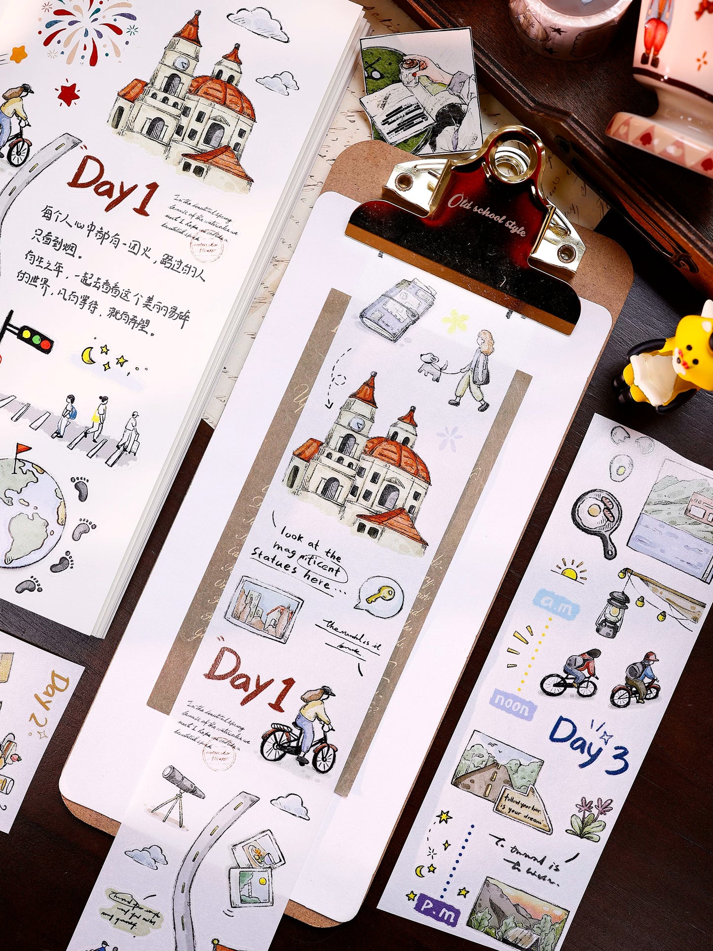 XiaoBaiJia Salt Series【Journey】Pre-cut Orginal Design Travel Scenery Text Washi/Pet Tape Light Retro Stickers