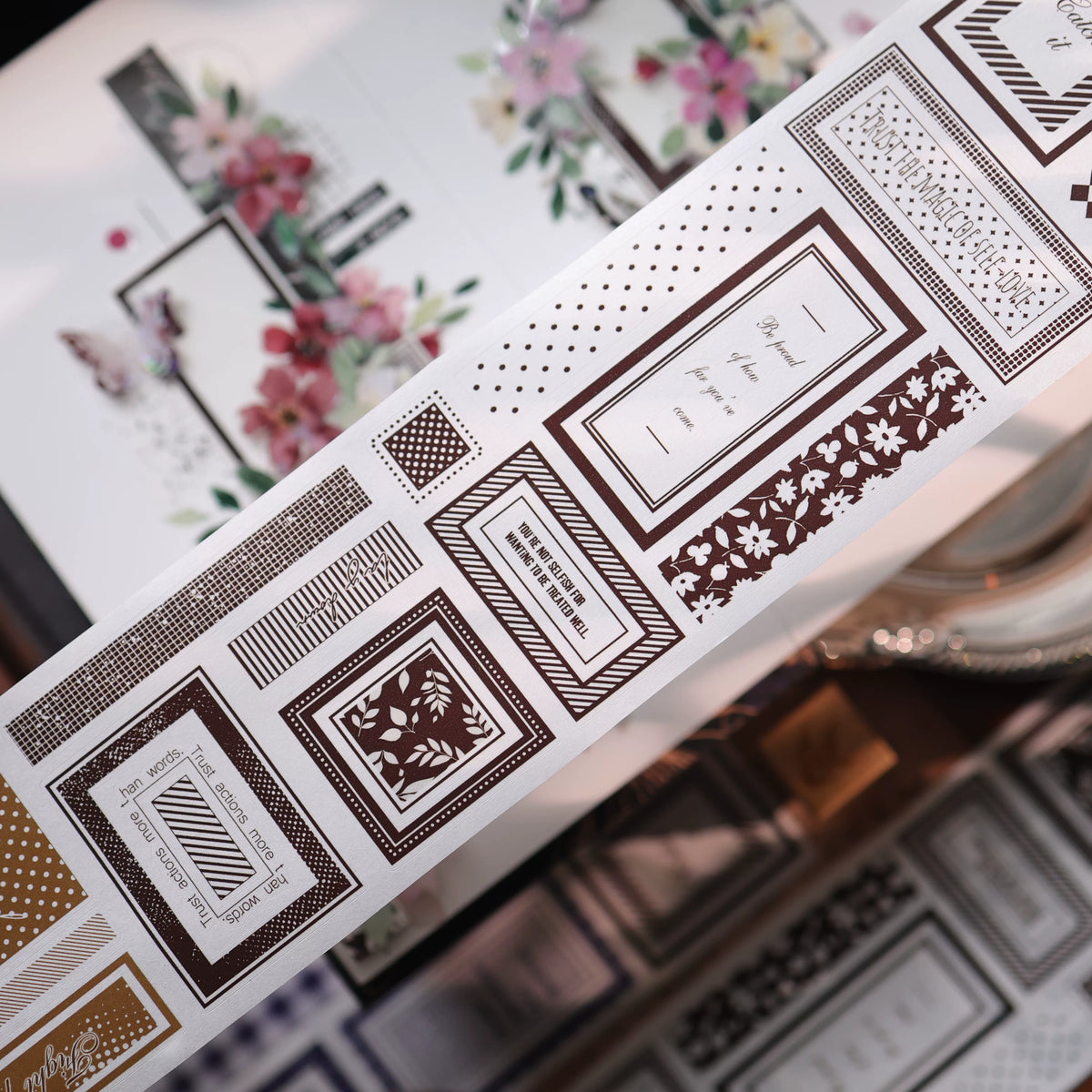 YiEr Vol18【A Brief Sketch】Pre-cut Orginal Design Base Border Washi Tape and PET Stickers