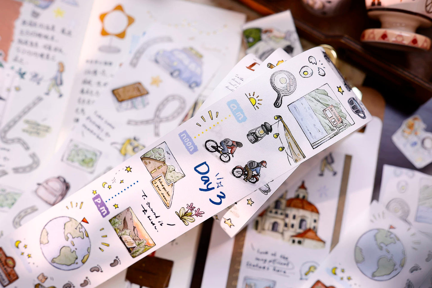 XiaoBaiJia Salt Series【Journey】Pre-cut Orginal Design Travel Scenery Text Washi/Pet Tape Light Retro Stickers