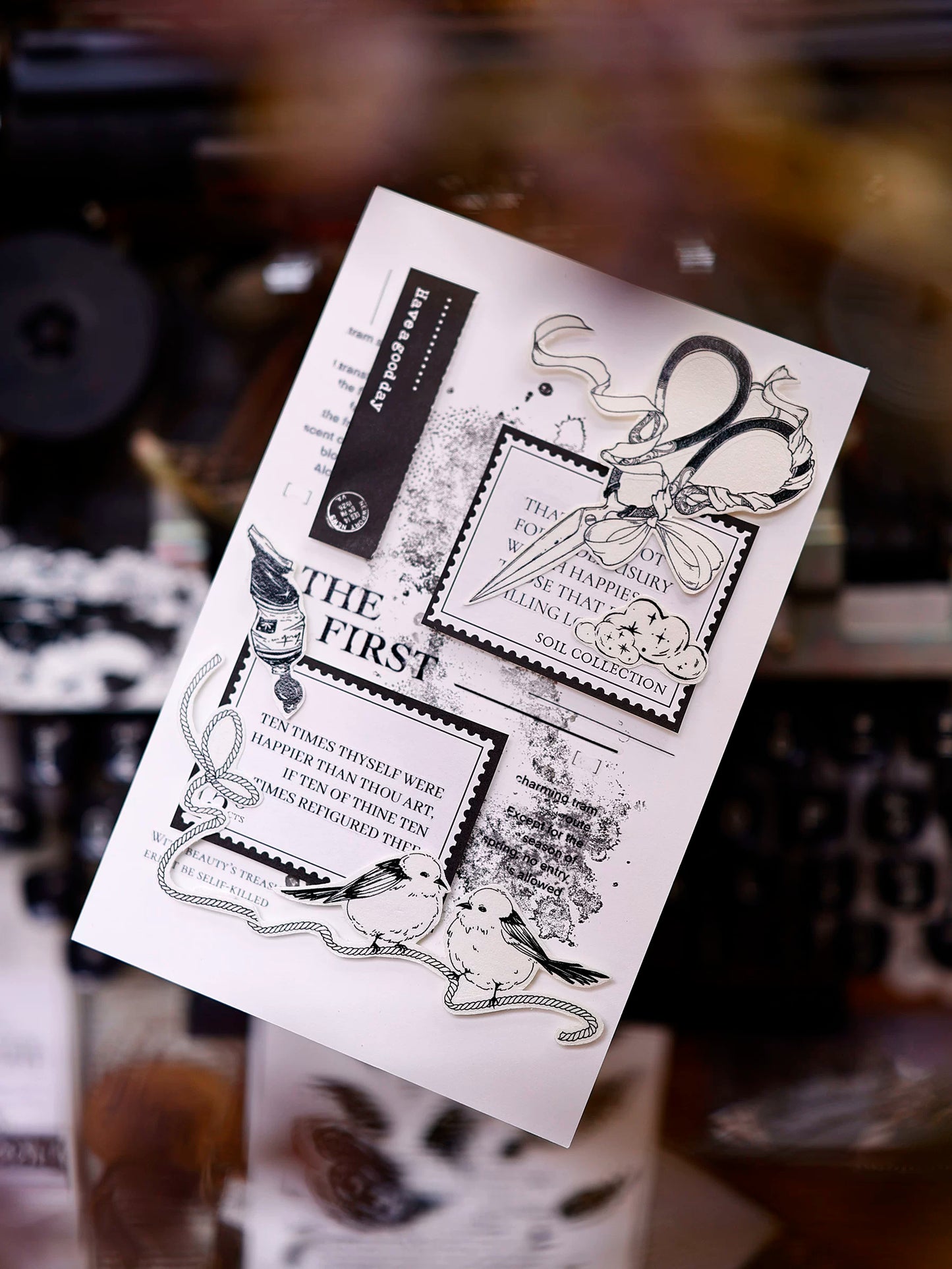 XiaoBaiJia Salt Series【Black and White Art World】Pre-cut Orginal Design Washi/Pet Tape Light Retro Stickers