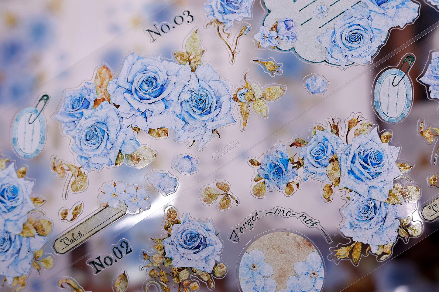 XiaoBaiJia Salt Series【Clear Dew】Pre-cut Orginal Design Floral Washi/Pet Tape Light Retro Stickers