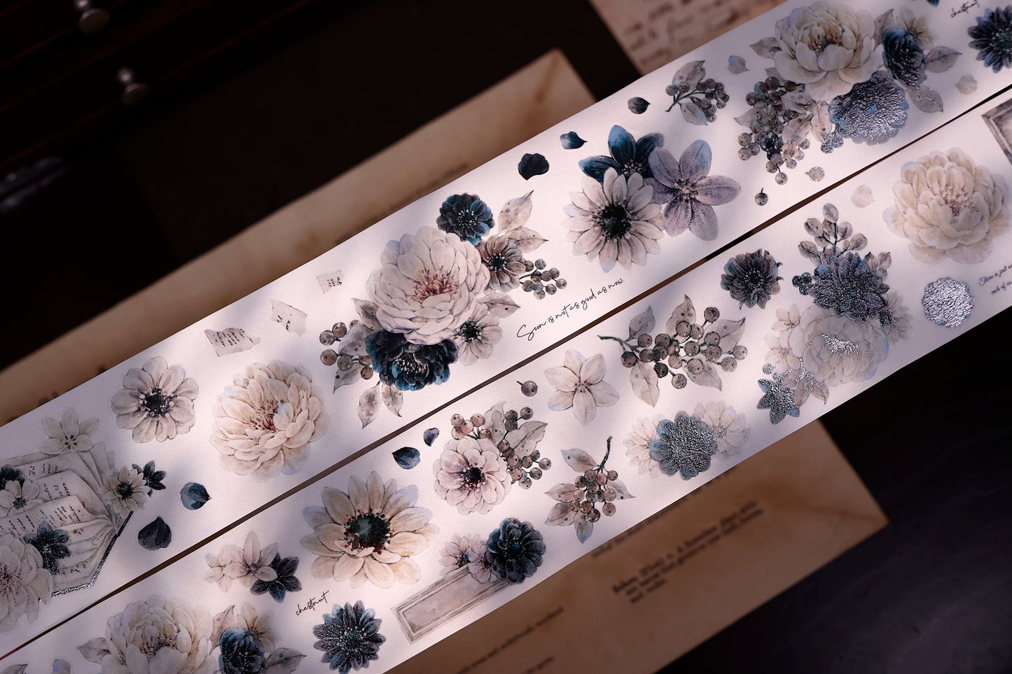 XiaoBaiJia【Old Color Floral Traces】Pre-cut Floral Orginal Design Taiwan Washi Pet Tape Light Retro Stickers