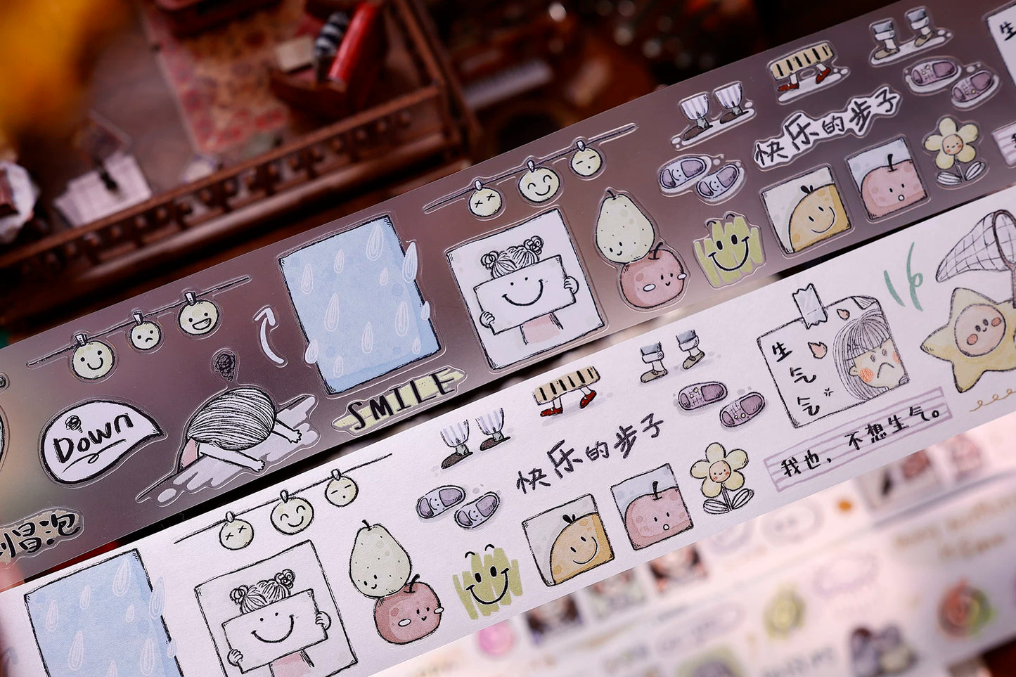 XiaoBaiJia Salt Series【Small Emotions】Pre-cut Orginal Design Vintage Text Washi/Pet Tape Light Retro Stickers