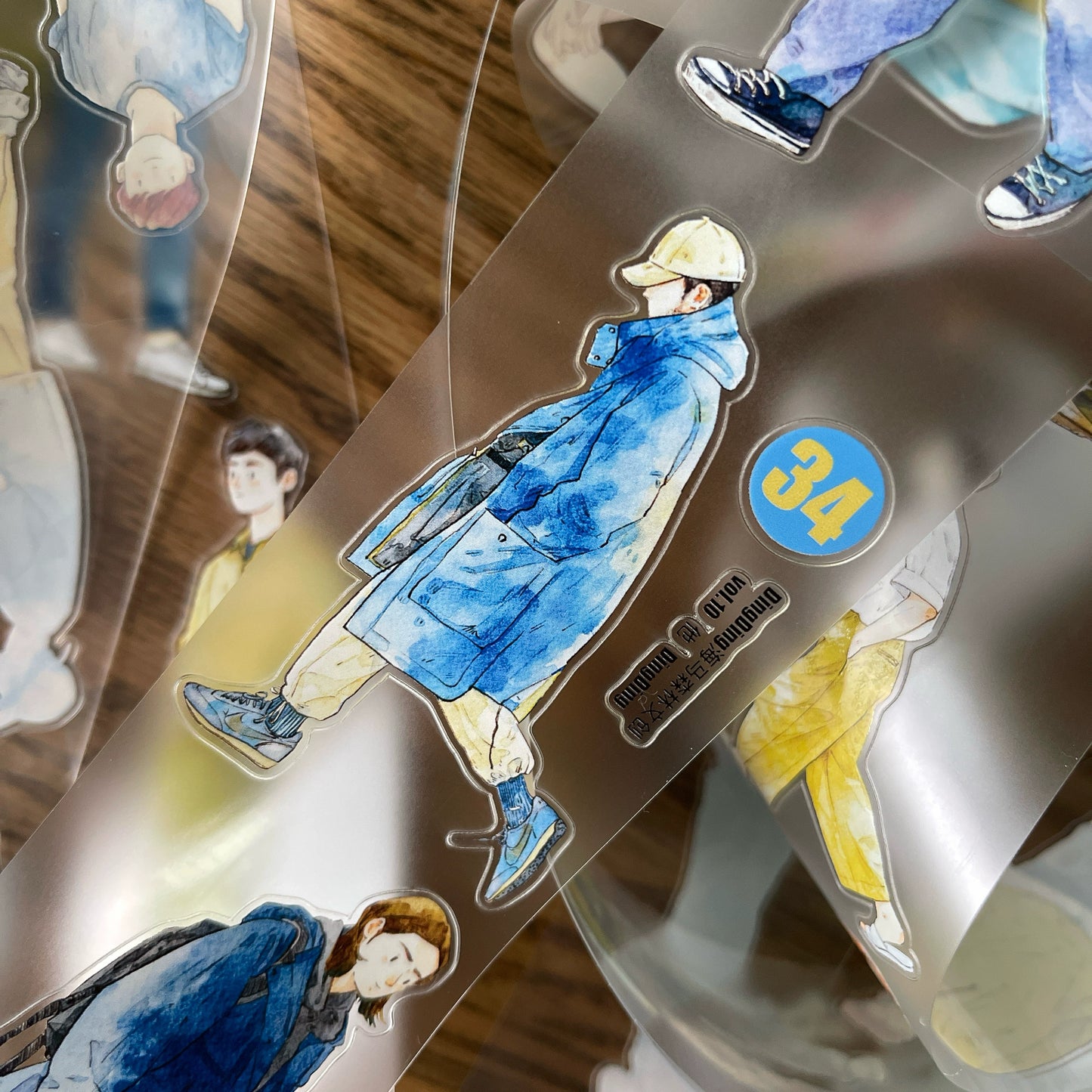 DingDing Vol10【34#That Cute Guy】Original Design Pre-Cut Washi/PET Tape Stickers,for Scrapbook Supplies,Journaling,Junk Journal,Bullet Journal,Planner Stickers