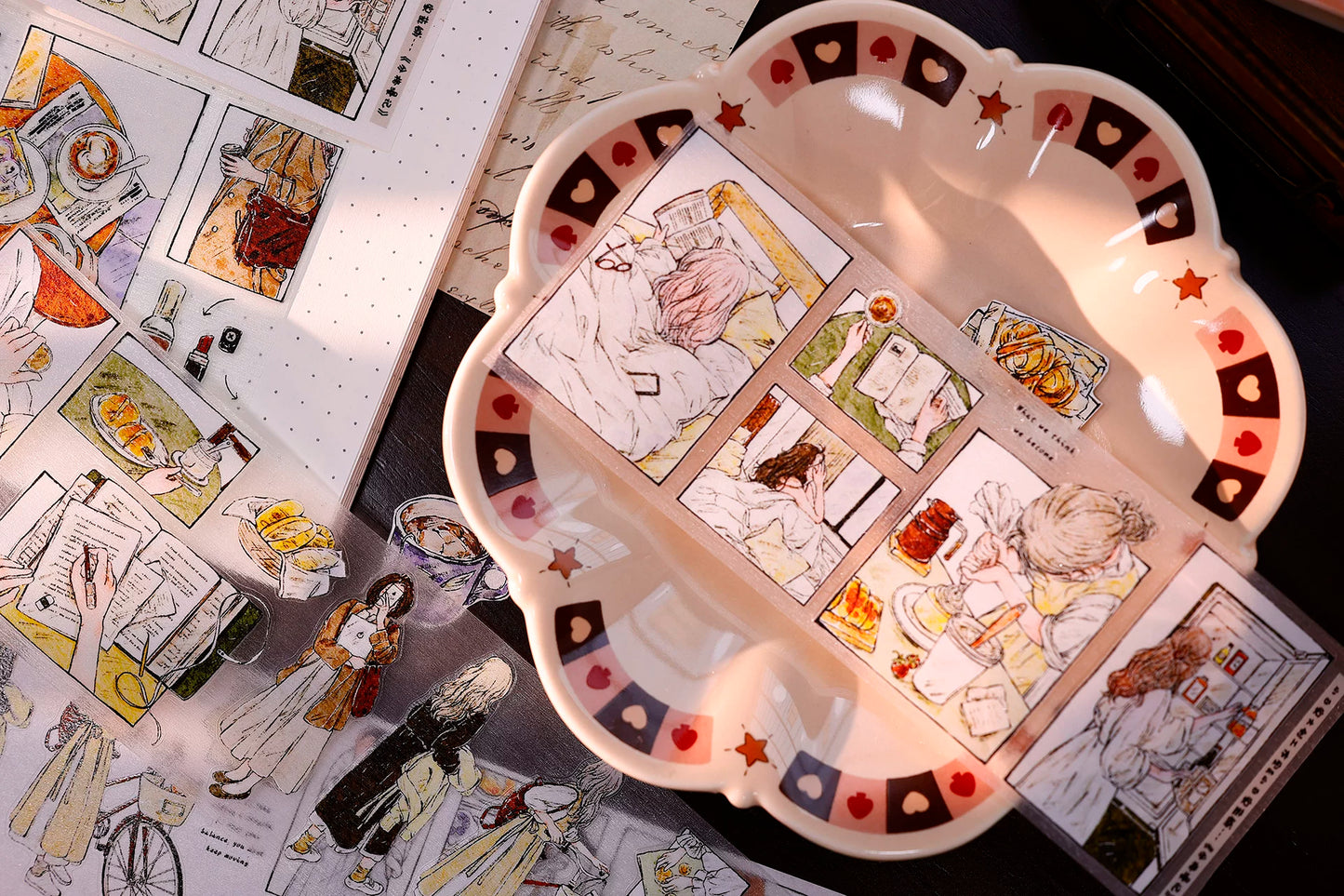 XiaoBaiJia Salt Series【Fengge Manji】Pre-cut Orginal Design Comic-style Daily Life Washi/Pet Tape Light Retro Stickers