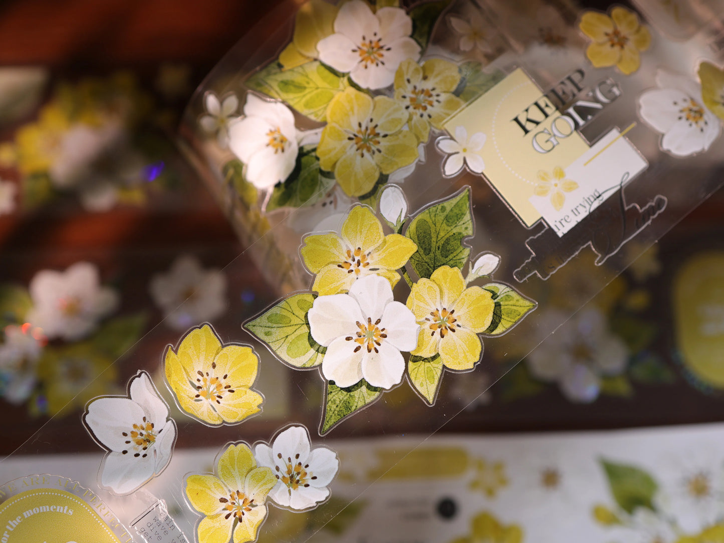 YiEr Vol17【Cream Pear Blossom】Kiss-cut Floral Washi Tape and PET Stickers