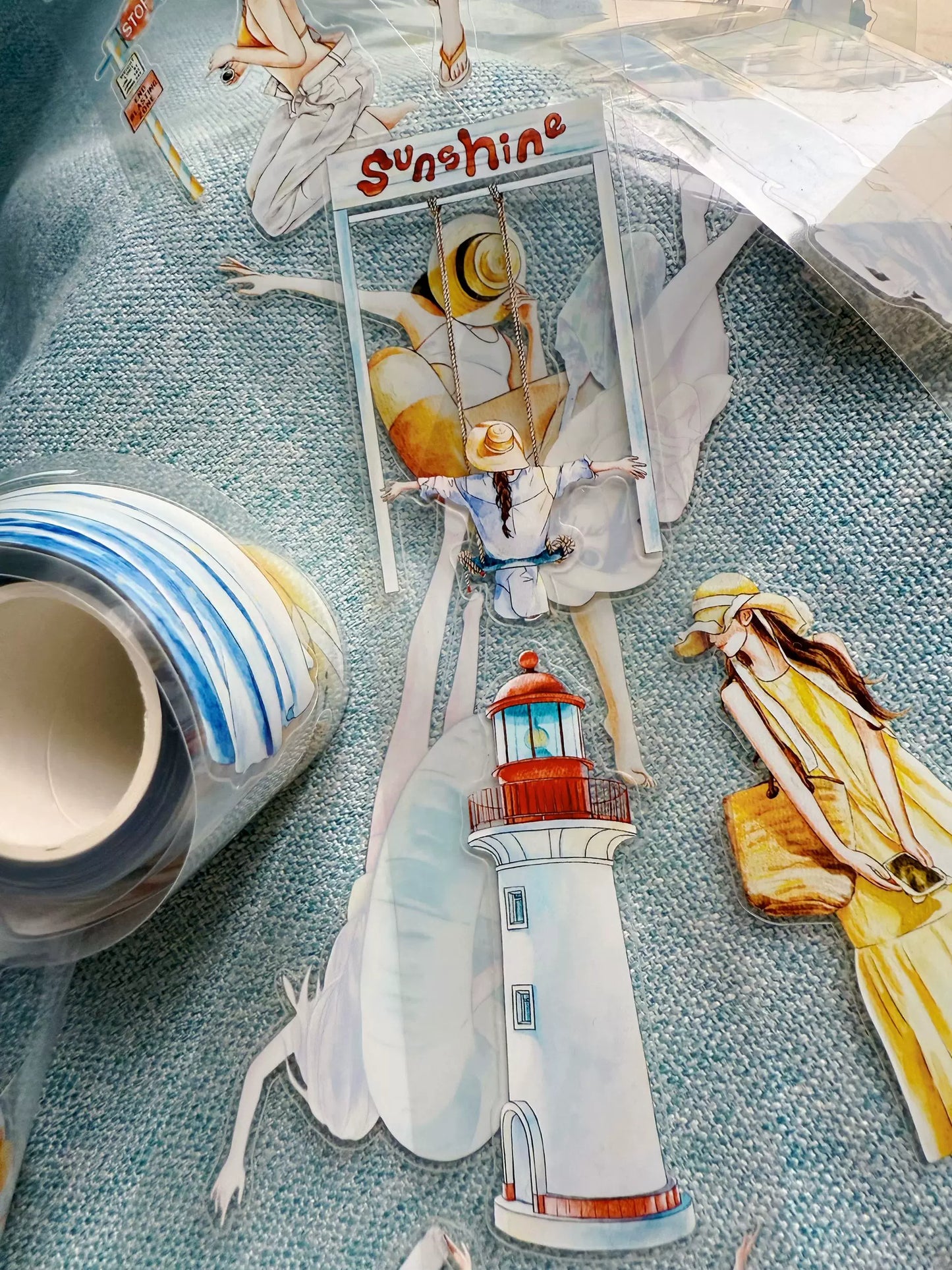 ZaoZao Vol3【Vacation】Original Design Kiss-Cut Washi PET Tape Stickers,for Scrapbook Supplies,Journaling,Junk Journal,Bullet Journal,Planner Stickers