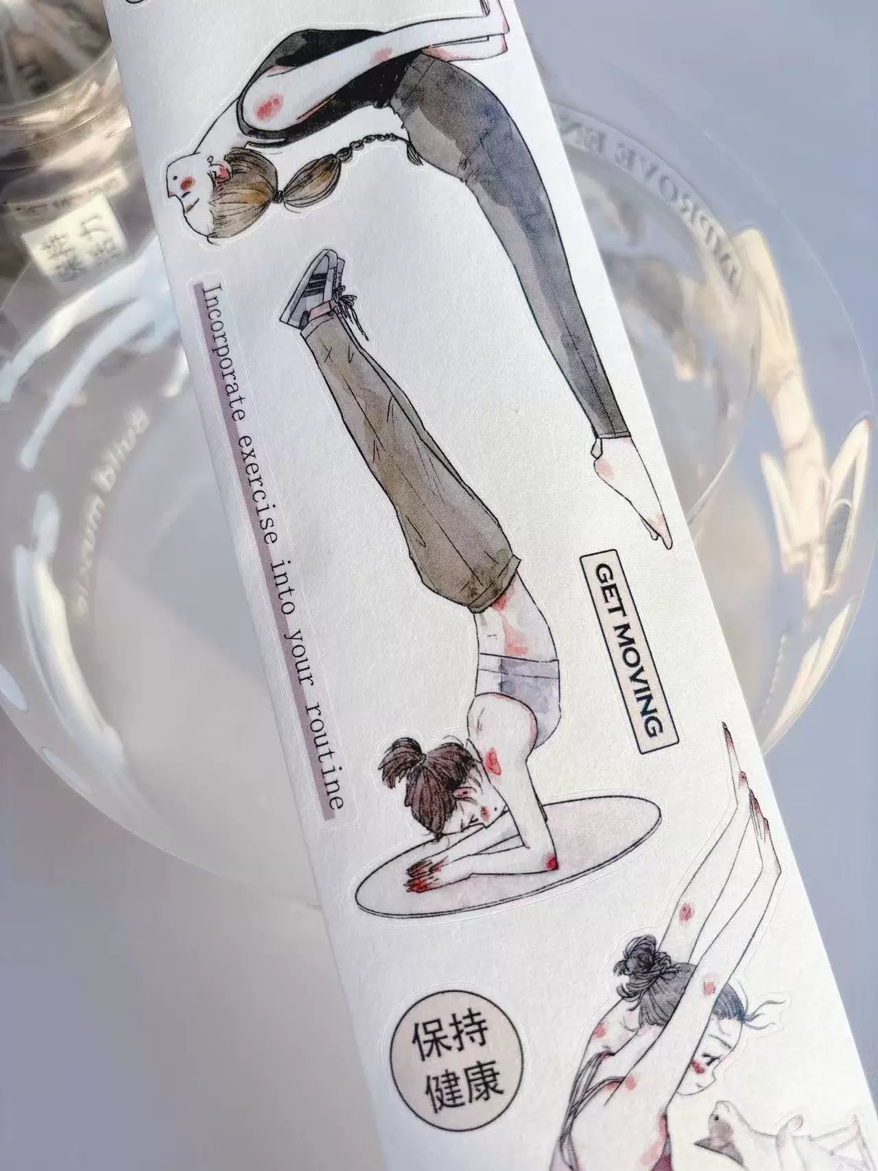 Kaixiaoxun Vol11【Keep Moving】 Pre-Cut Long Loop Washi/Matte PET Tape for Scrapbook Supplies,Junk Journal Supplies