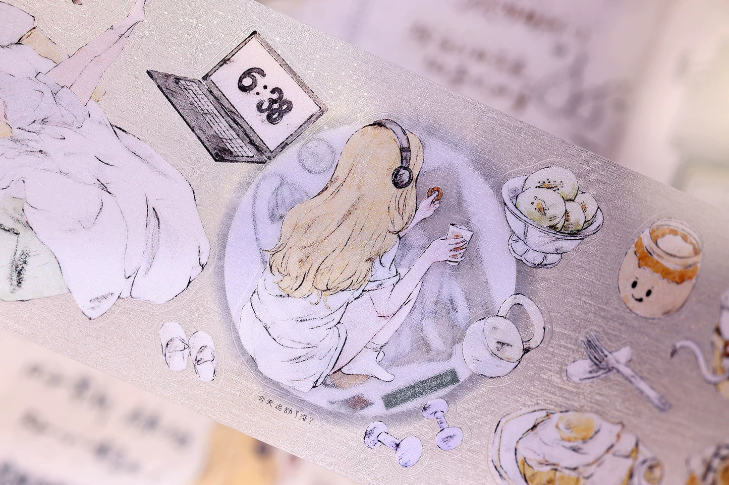 XiaoBaiJia Salt Series【A Person's Daily Routine】Pre-cut Orginal Design Washi/Pet Tape Light Retro Stickers