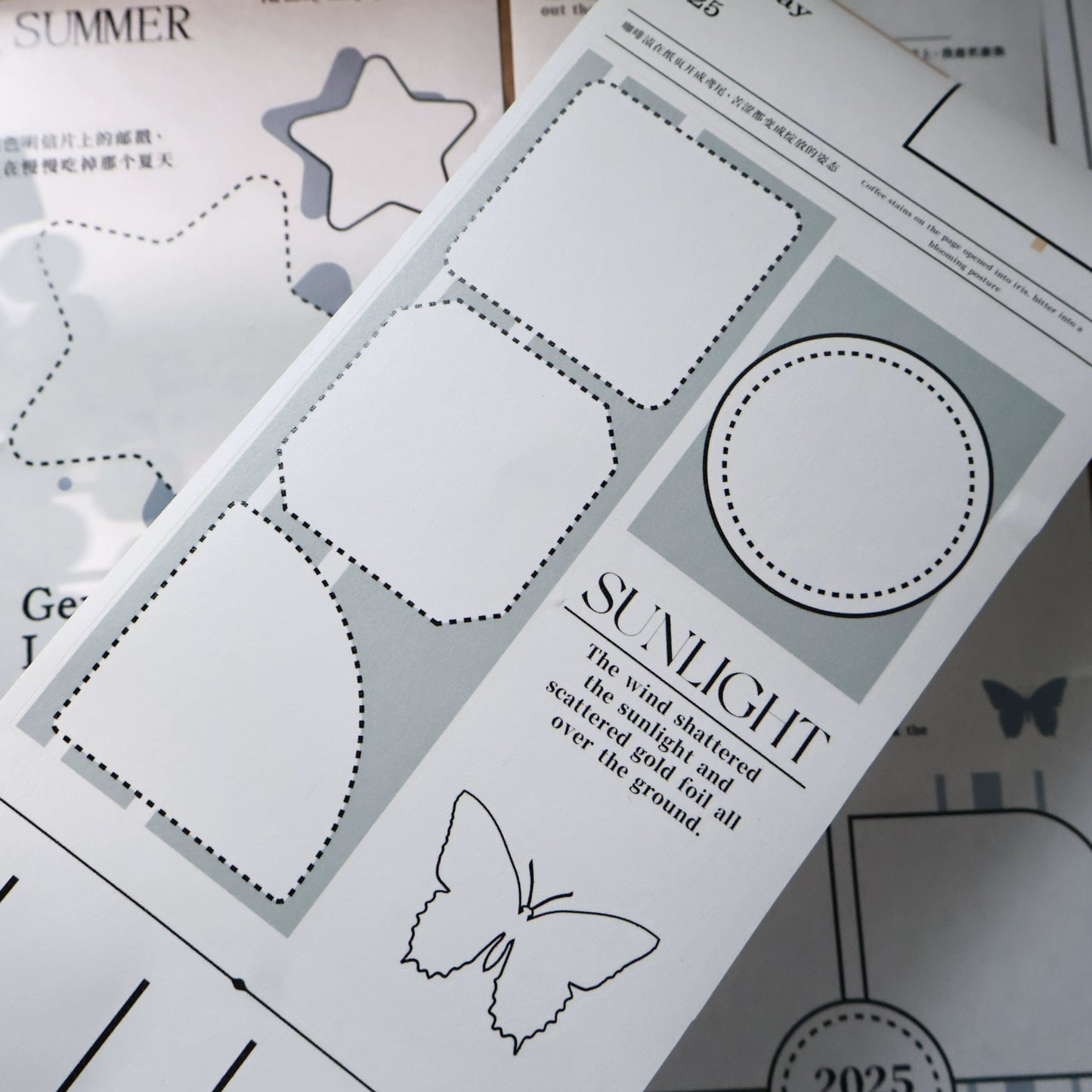 YiEr Vol15【Colorful Border】Orginal Design Pre-cut Washi/Pet Border Tape Light Retro Landscaping Stickers