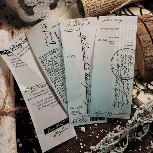 Linlanxi【Plain Semi Transparent Sticky Notes】Original Design Black and White Half Transparent Memo Washi/Pet Tape