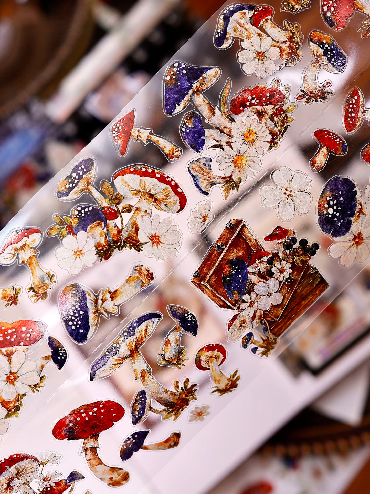 XiaoBaiJia【Mushroom Tales in the Woods】Orginal Design Kiss-cut Washi Pet Floral Tape Light Retro Landscaping Stickers